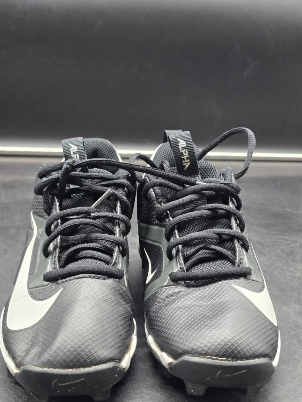 Nike Alpha Shoes Youth Size 3.5Y Black Baseball Cleats FQ4012-001 Stains